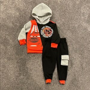 Disney Pixar Cars 2T Boys Black and Red Hoodie with Matching Joggers